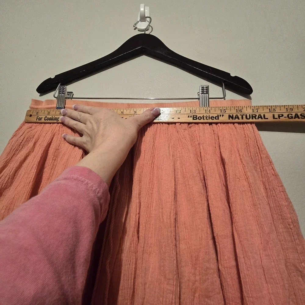 Vintage Crazy Horse Ombre Maxi Skirt Coral Women SM Cottage Boho Hippie Peasant - Picture 7 of 9